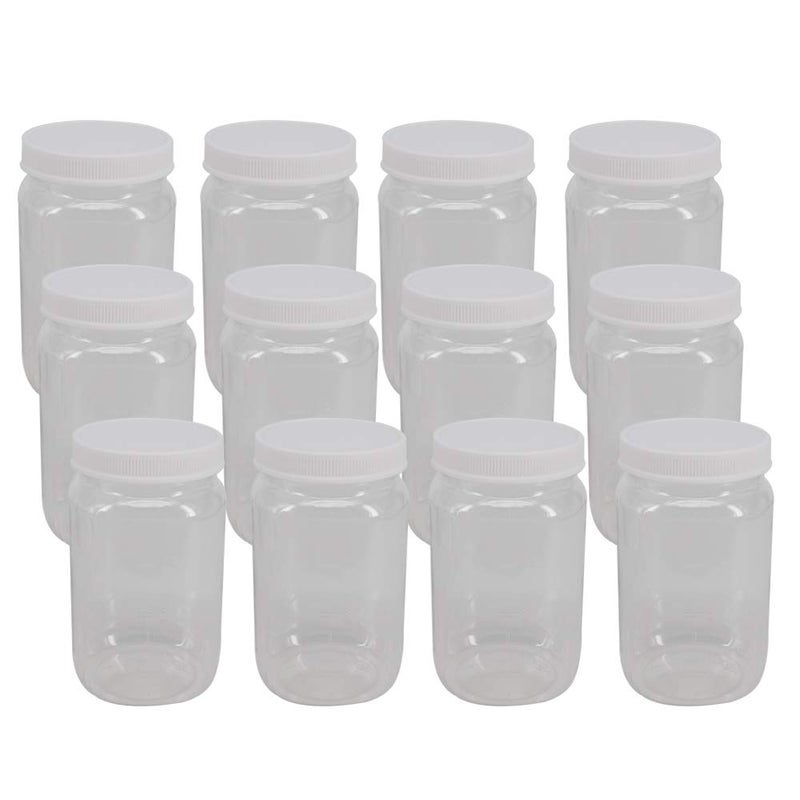 zmybcpack 12 Pack 16 Oz Clear Plastic Mason Jars with Seal Lids, Extra Labels, 1 Pen, PET Plastic Jars with lids for Kitchen, Home, Craft - Image 4